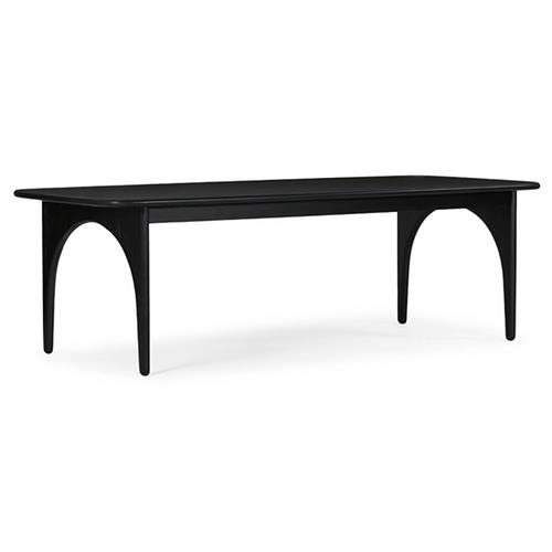Camila Mid Century Modern Black Oak Wood Rectangular Dining Table - 96"W | Kathy Kuo Home