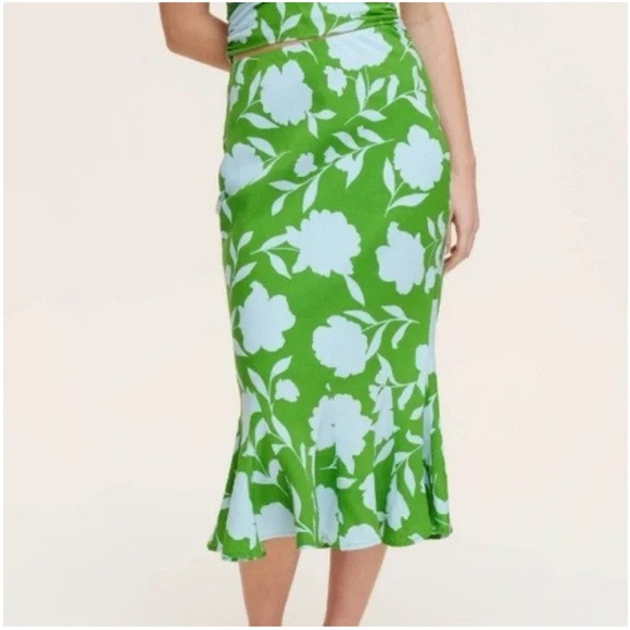 Kate Spade x Target Classic Rose Linen Fit and Flare Green Midi Skirt NWOT | Poshmark