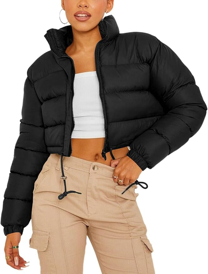 Gihuo Women' s Cropped Quilted Puffer Jacket Outerwear Coats | Amazon (US)
