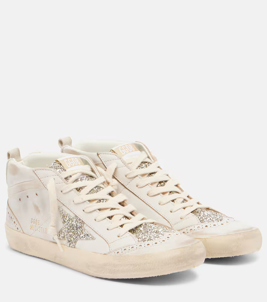 Golden Goose Mid Star embellished suede high-top sneakers | Mytheresa (US/CA)