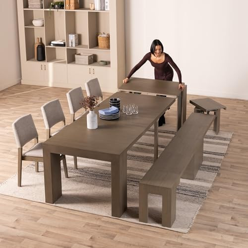 Transformer Table Dining Set with Bench and 4 Chairs (Grey) | Amazon (US)