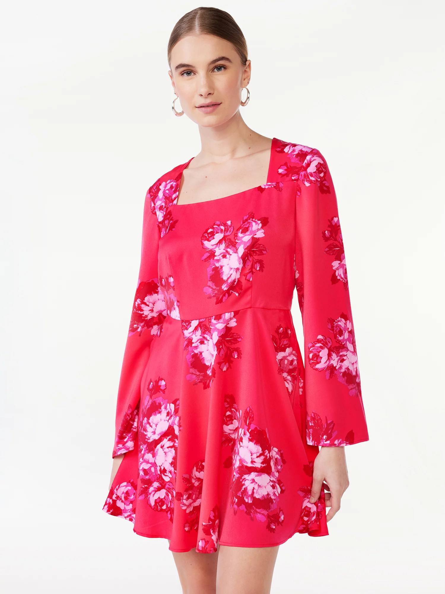 Scoop Women's Square Neck Short Dress, Sizes XS-XXL | Walmart (US)