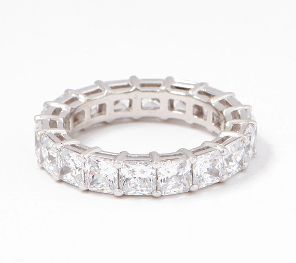 Diamonique Silver Choice Of Cut Eternity Band Ring, Platinum Clad | QVC