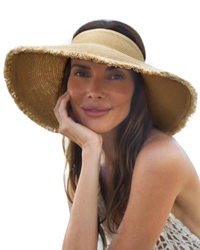 FURTALK Sun Visor Hats for Women Wide Brim Straw Ponytail Summer Beach Hat UV UPF Packable Foldable Travel | Amazon (US)