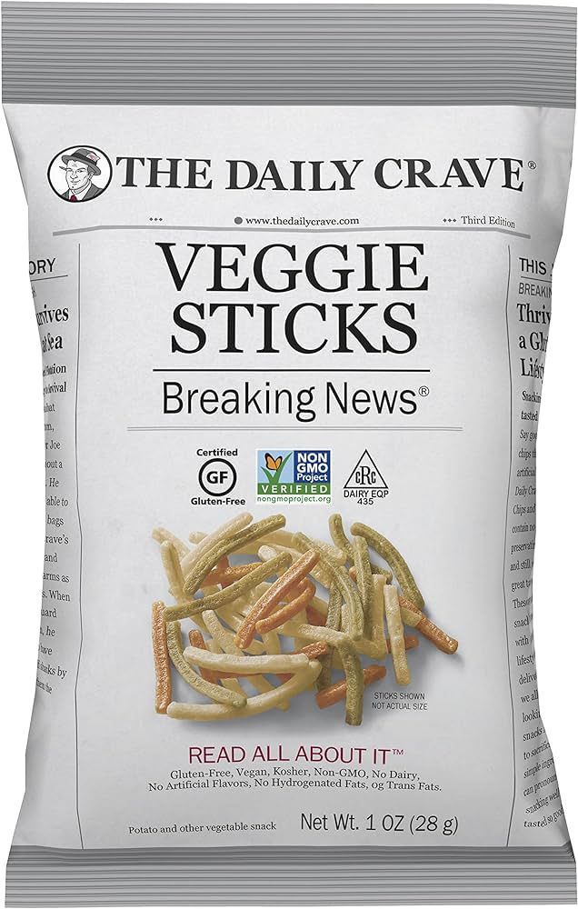 The Daily Crave Veggie Sticks, 1 Oz (Pack Of 24) Non GMO, Gluten Free, Kosher, Crunchy, Vegan | Amazon (US)