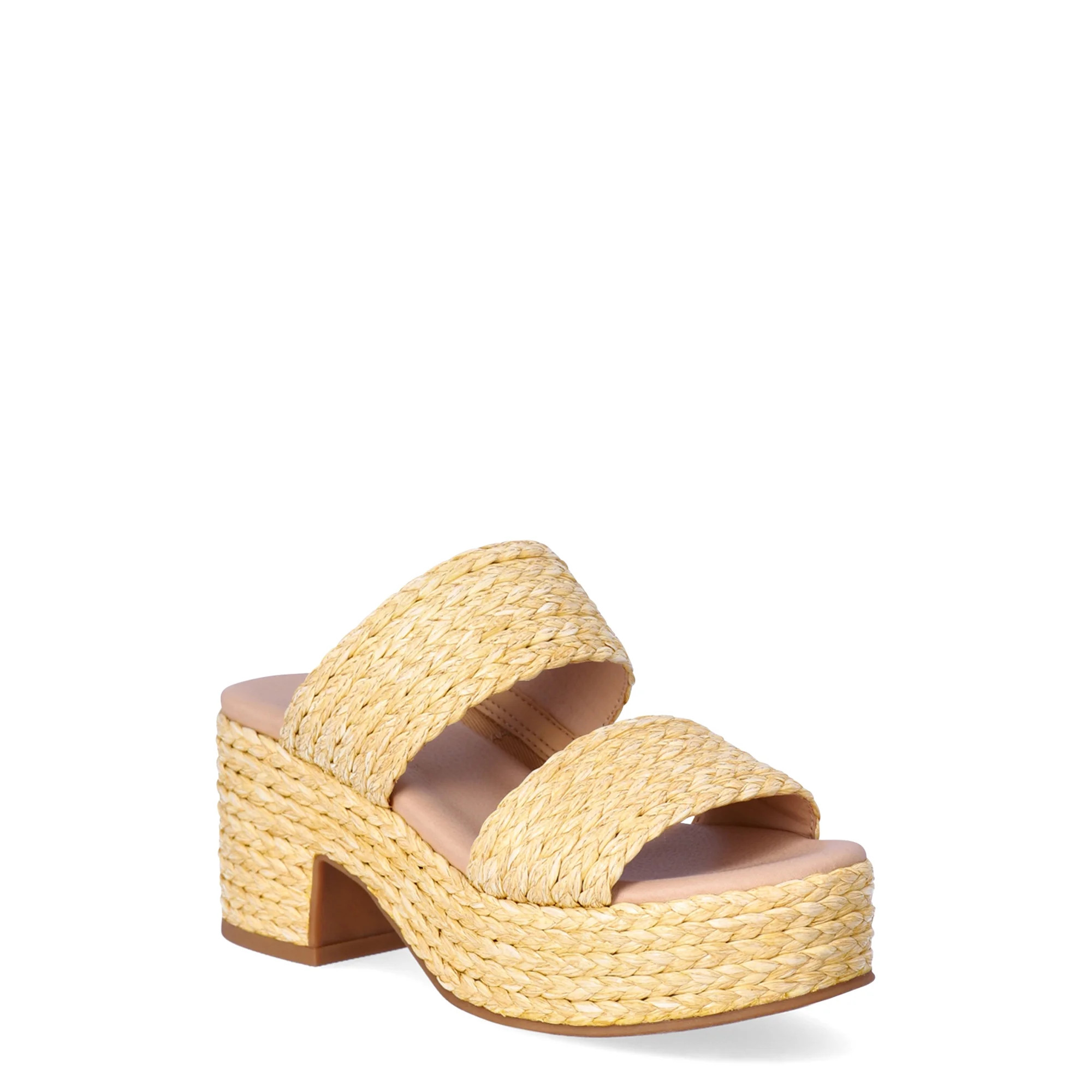 No Boundaries Women's Raffia Double Band Platform Sandals | Walmart (US)