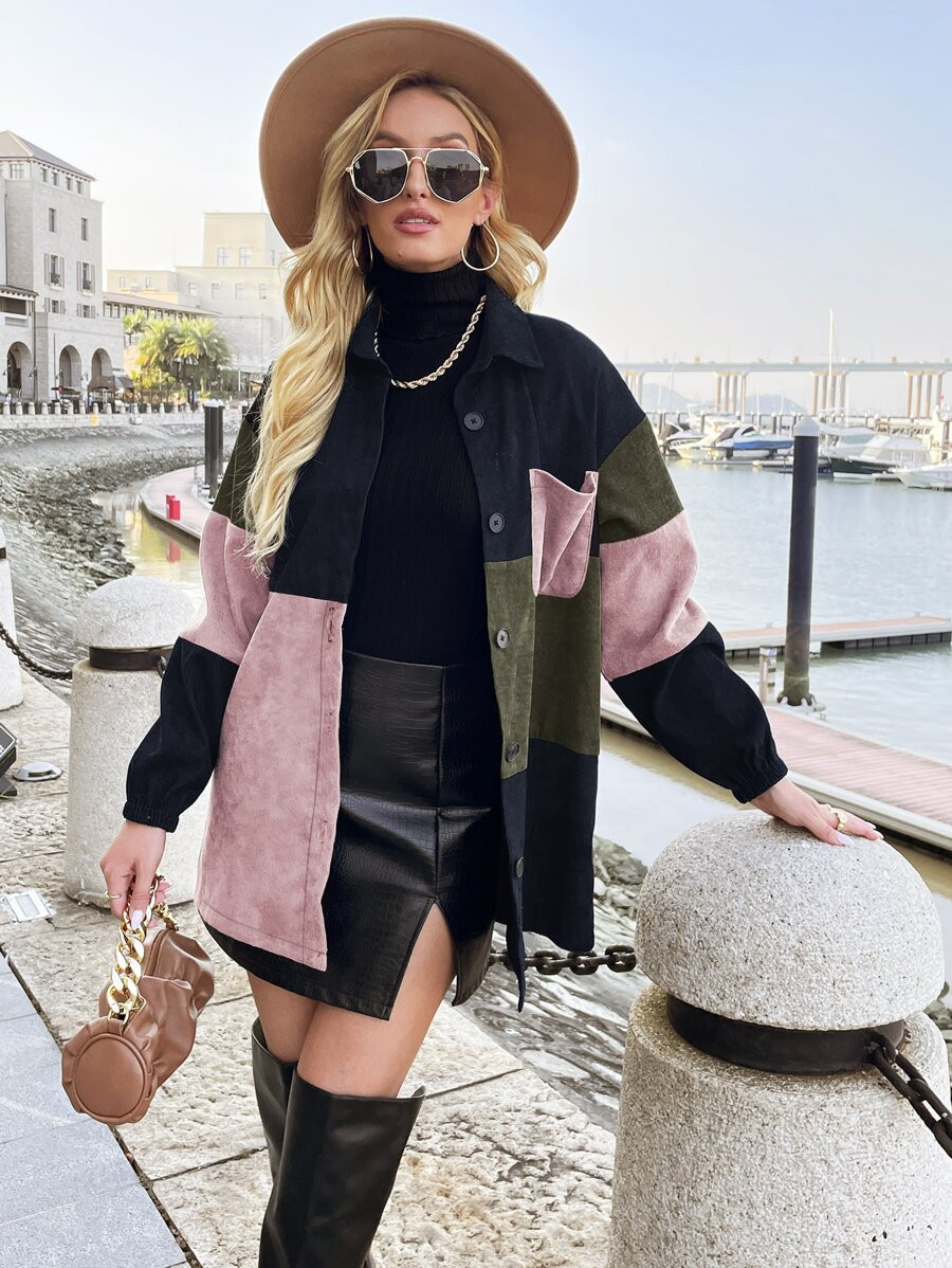 Cut And Sew Drop Shoulder Corduroy Coat
   
      SKU: sw2111265552664475
          
          (1... | SHEIN