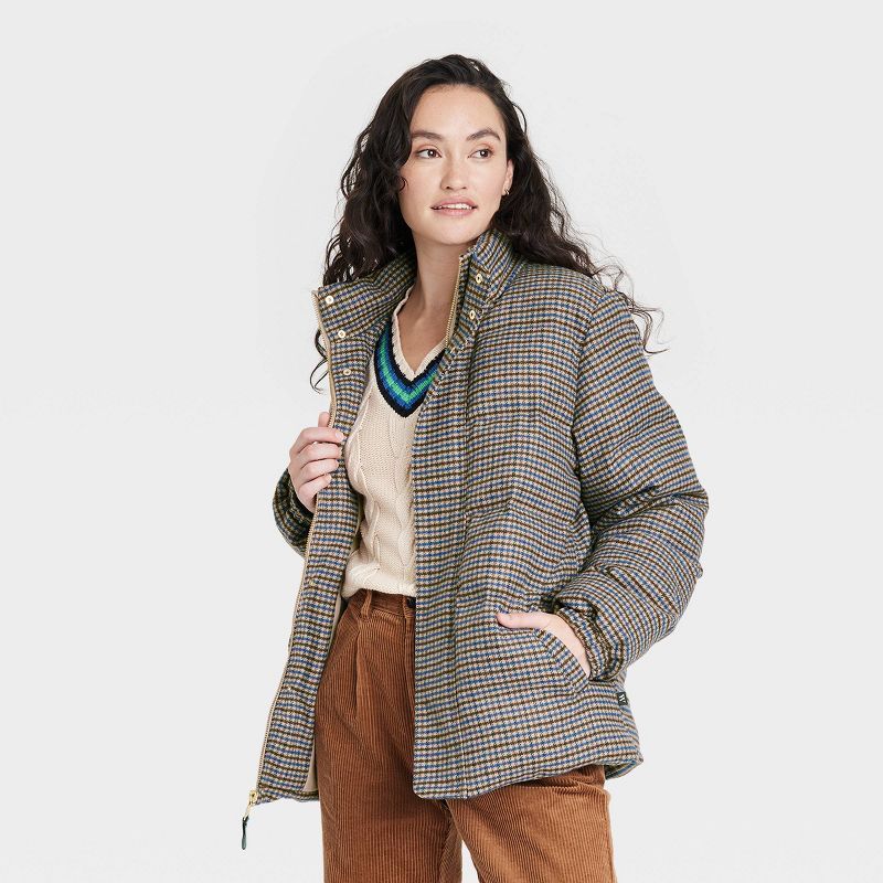 Houston White Adult Puffer Jacket - Brown Checkered | Target