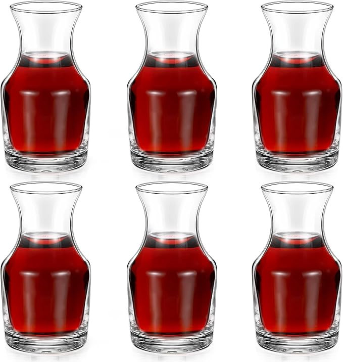 6 Pack Single Serving Wine Carafe Glass Small Mini Carafe Individual Wine Refill Decanter for Din... | Amazon (US)