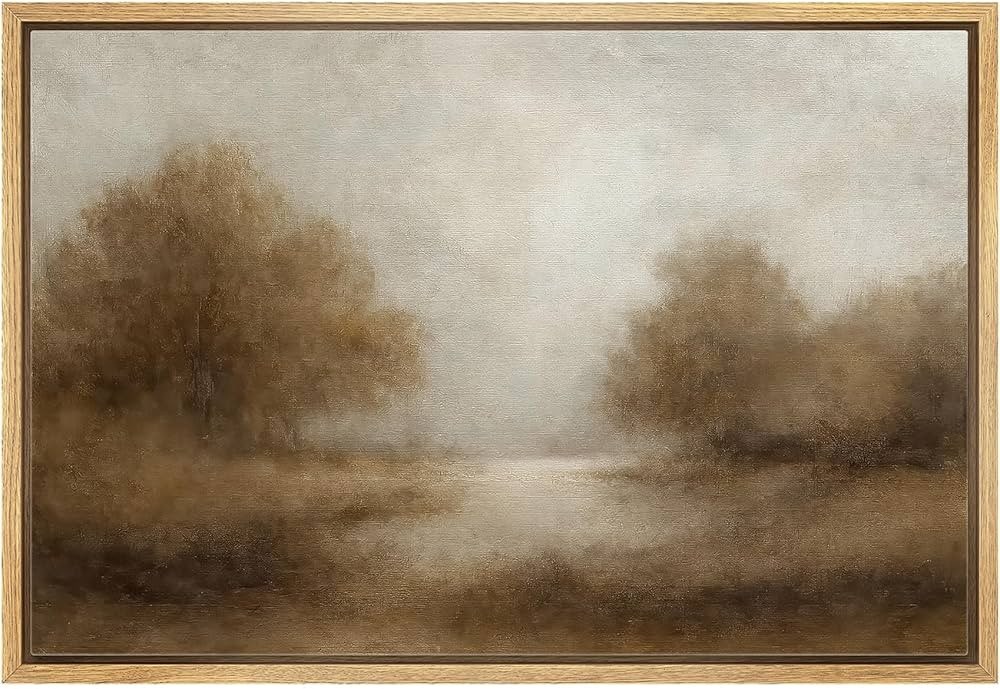 MUDECOR Framed Canvas Print Wall Art Vintage Landscape Rustic Brown Trees Oil Illustrations Fine ... | Amazon (US)