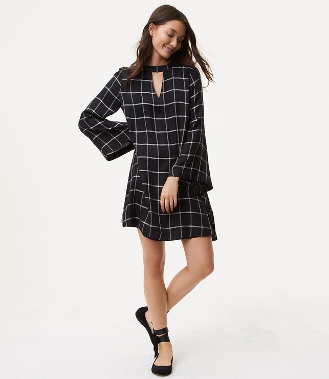 Windowpane Choker Dress | LOFT