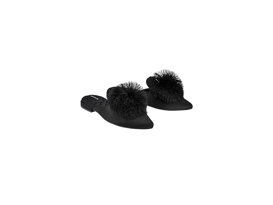Birdies Dove Satin Mule Women's Slippers Black Pom : 8 M | Zappos