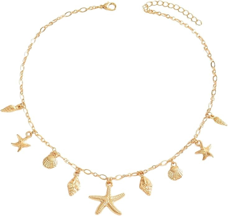 MakeMeChic Women's Starfish Gold Necklace Summer Shell Pendant Statement Necklaces | Amazon (US)