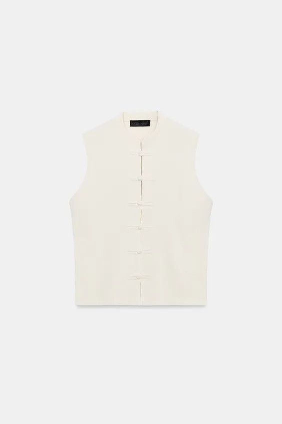 KNIT WAISTCOAT TOP WITH FROG FASTENING | Zara UK