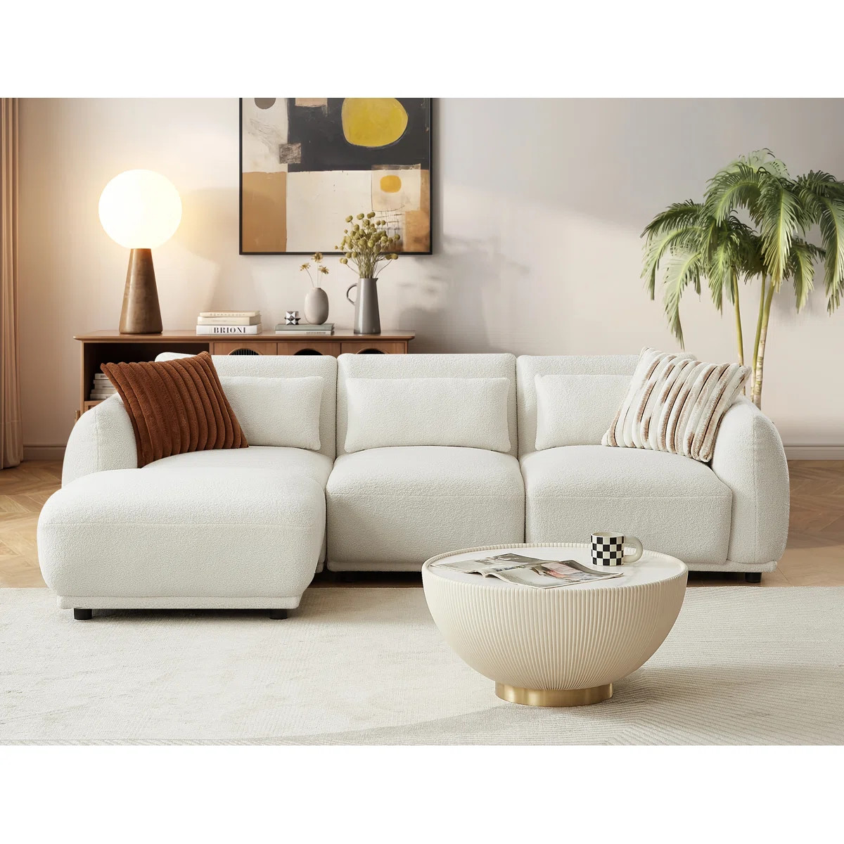 Latitude Run® Ballyrobert 4 - Piece Upholstered Sectional Teddy Wool Modern Sectional Sofa 3 Sea... | Wayfair North America