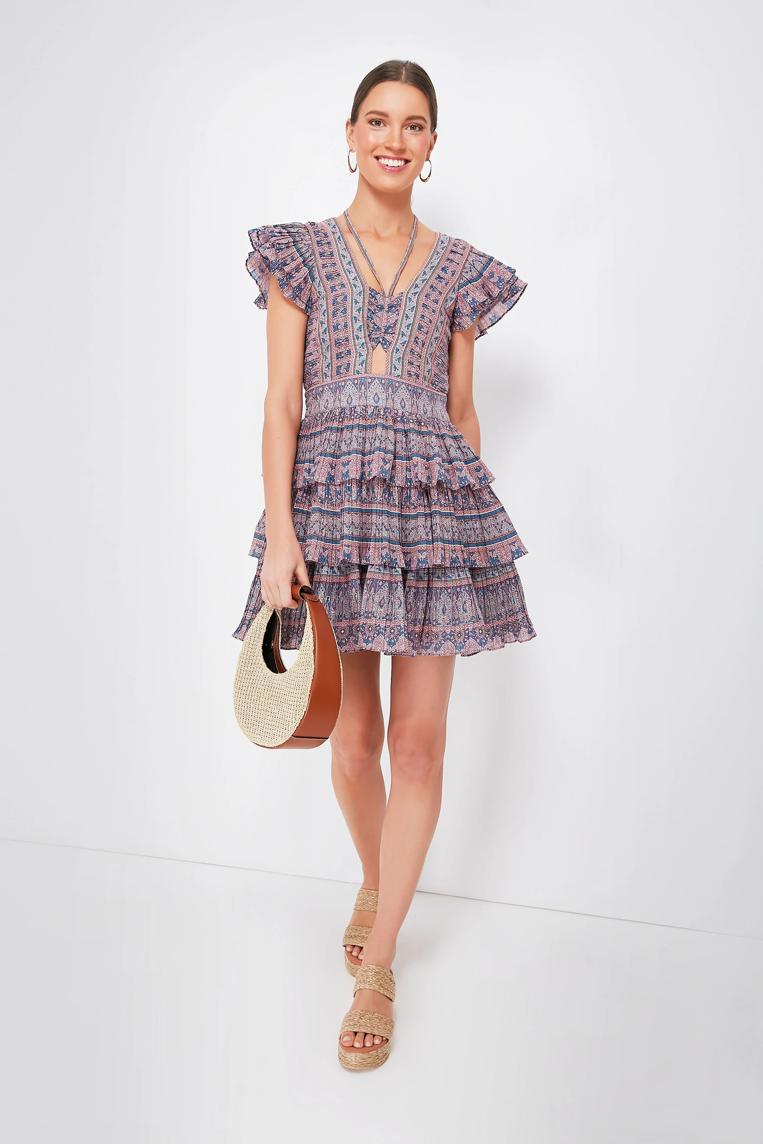 Lilac Parker Print Flutter Sleeve Dress | Tuckernuck (US)