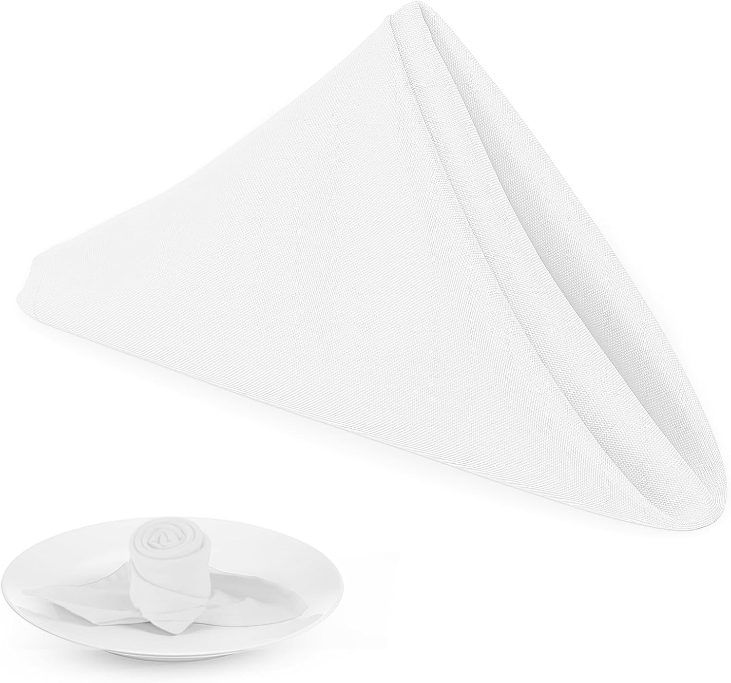 PLOYMONO White Heavy Duty Cloth Napkins - 17 x 17 Inch Solid Washable Polyester Dinner Napkins - ... | Amazon (US)