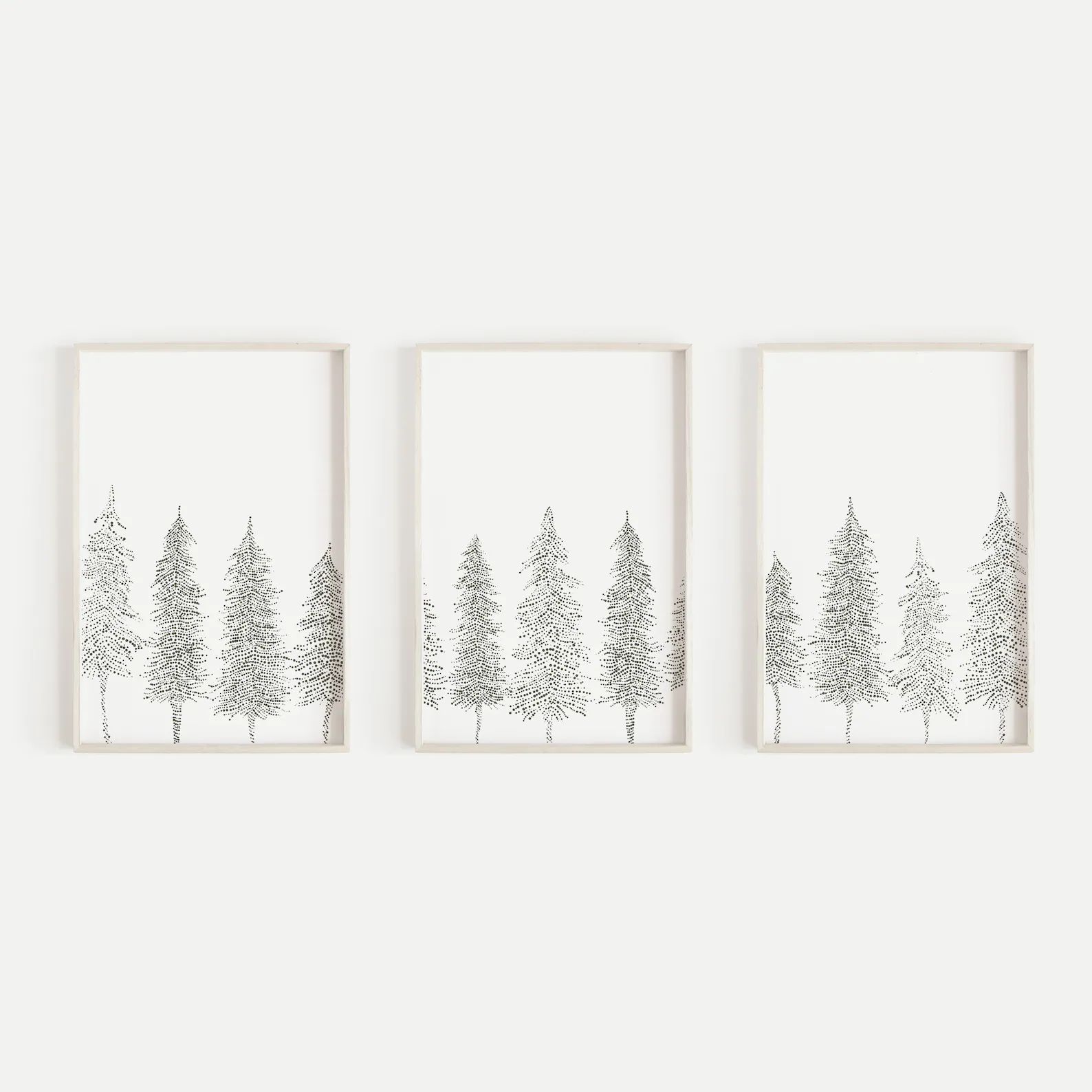 Pine Tree Line Print Set of 3 Scandinavian Christmas Winter | Etsy | Etsy (US)