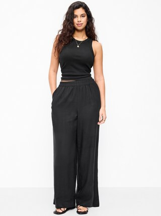 High-Waisted Linen-Blend Super Wide-Leg Pants | Old Navy (US)