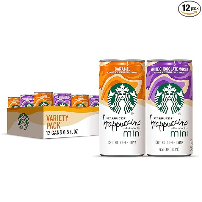 Starbucks Frappuccino Mini 2 Flavor Variety Pack, Caramel & White Chocolate Mocha, 6.5oz 12pk​ | Amazon (US)