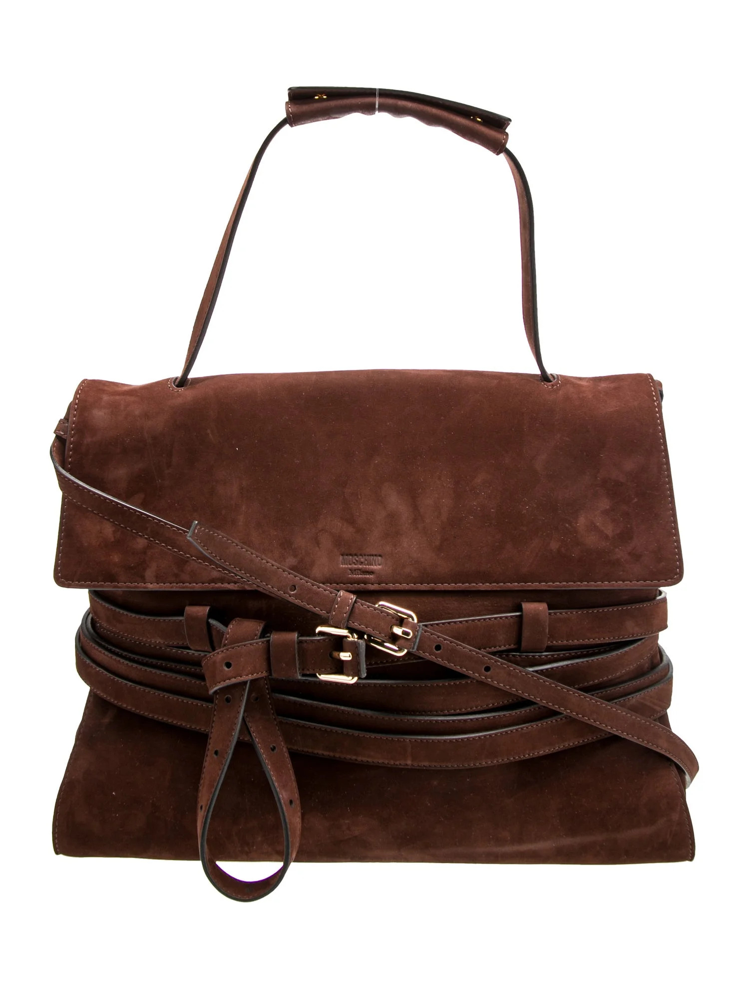 Moschino Suede Top Handle Bag - Brown Handle Bags, Handbags - MOS91500 | The RealReal | The RealReal