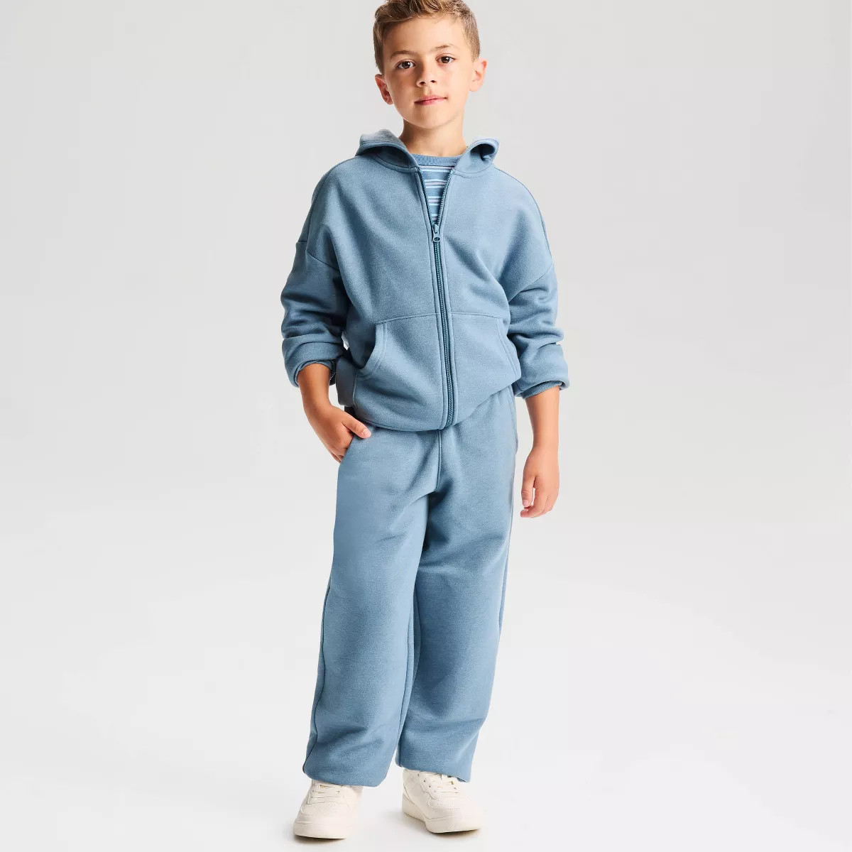 Boys' Relaxed Fit Pull-On Fleece Jogger Sweatpants - Cat & Jack™ Steel Blue XS | Target