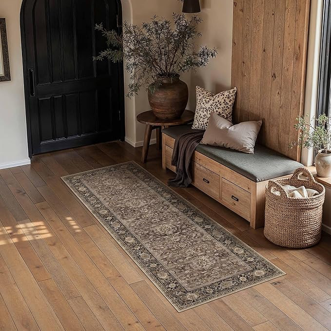 Brown Washable 2x6 Runner Rugs for Hallway Entryway | Amazon (US)