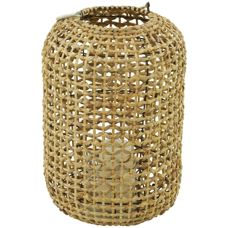 The Novogratz Brown Metal Handmade Decorative Candle Lantern with Glass Holder and Handle | Walmart (US)