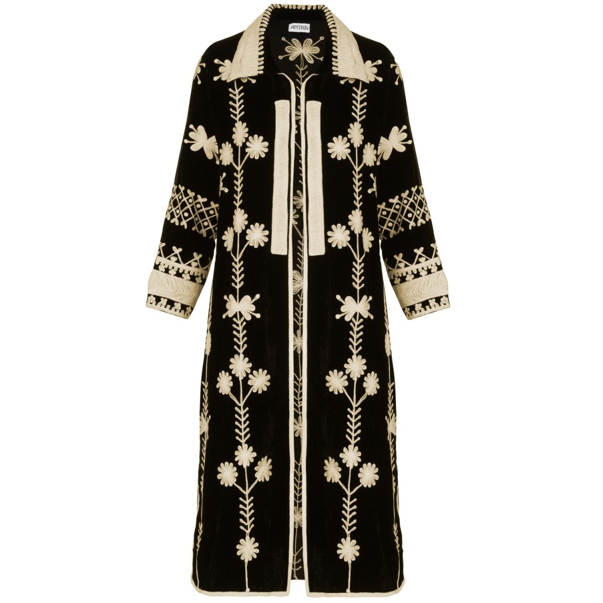 Suki Black Velvet Coat Dress | Wolf & Badger (US)