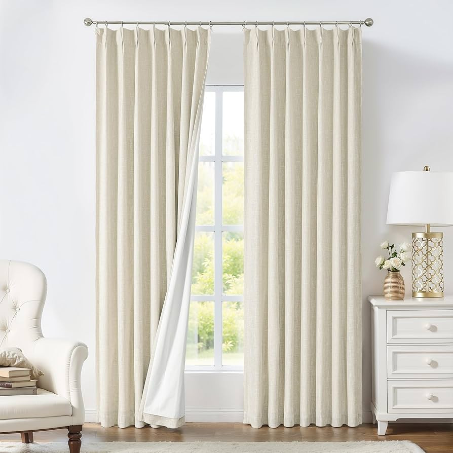Pinch Pleated Blackout Curtain Panel with Full Blackout Liner Window Treatment Sets with Back Tab... | Amazon (US)