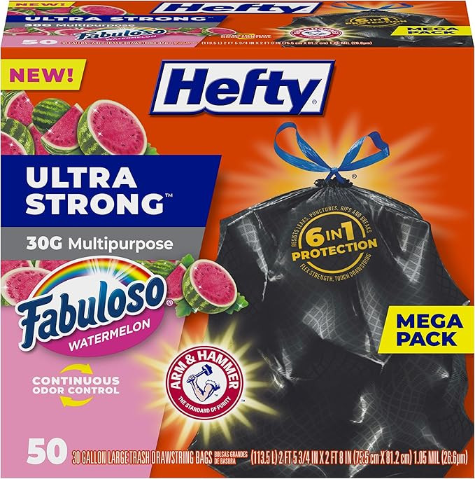 Hefty Ultra Strong 30 Gallon Trash Bags, Large Trash Bags, Multipurpose, Break Resistant Drawstri... | Amazon (US)