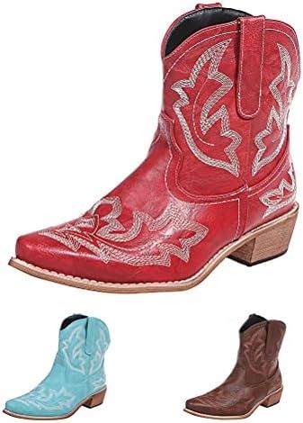 gloryinterest Cowboy Boots for Women Booties Ankle Cowgirl Western Boots Stitched Embroidered Po... | Amazon (US)