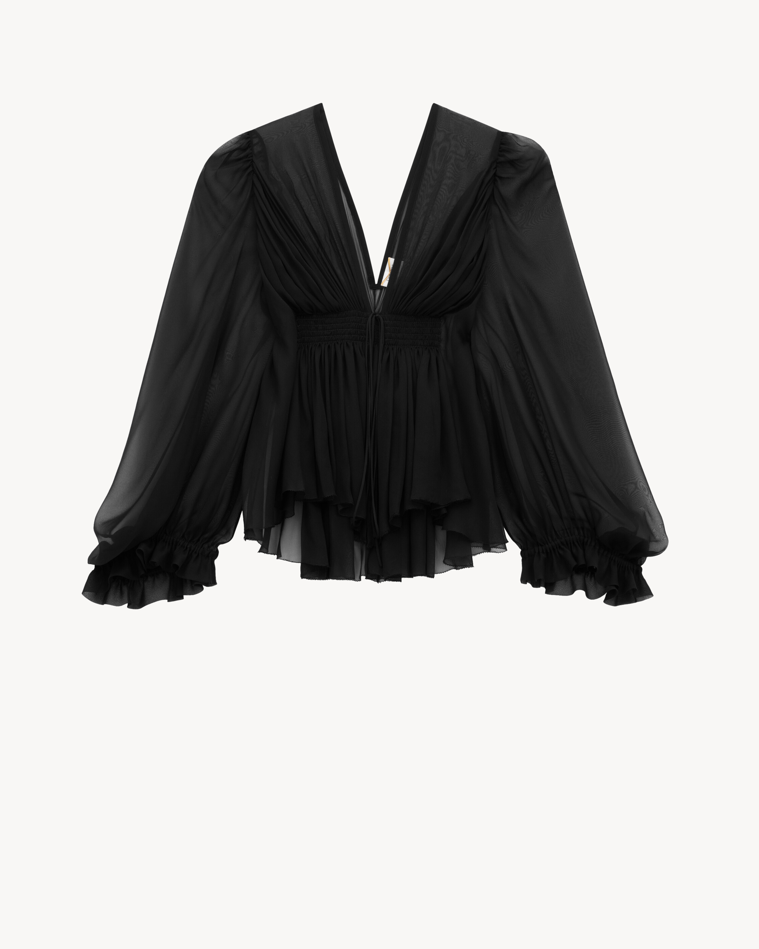 smocked blouse in silk crepe muslin | Saint Laurent Inc. (Global)