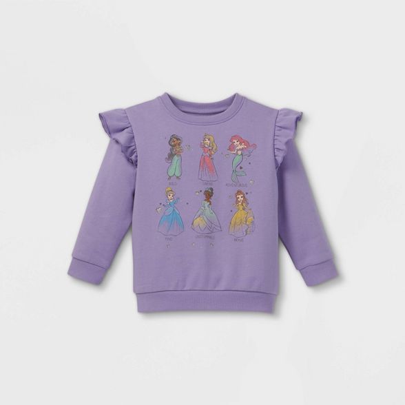 Toddler Girls' Disney Princess Fleece Crew Neck Pullover - Purple | Target