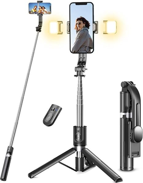 Selfie Stick Tripod with Light, 45'' Selfie Stick with Wireless Remote, Portable Phone Tripod Com... | Amazon (US)