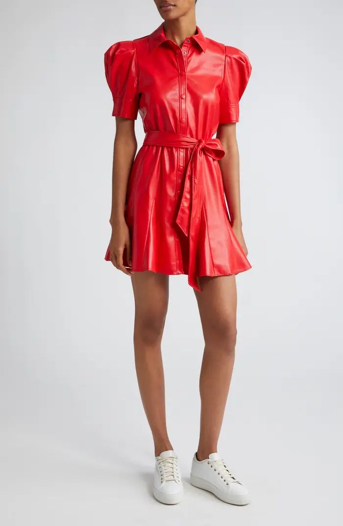 Lurlene Puff Sleeve Faux Leather Minidress | Nordstrom