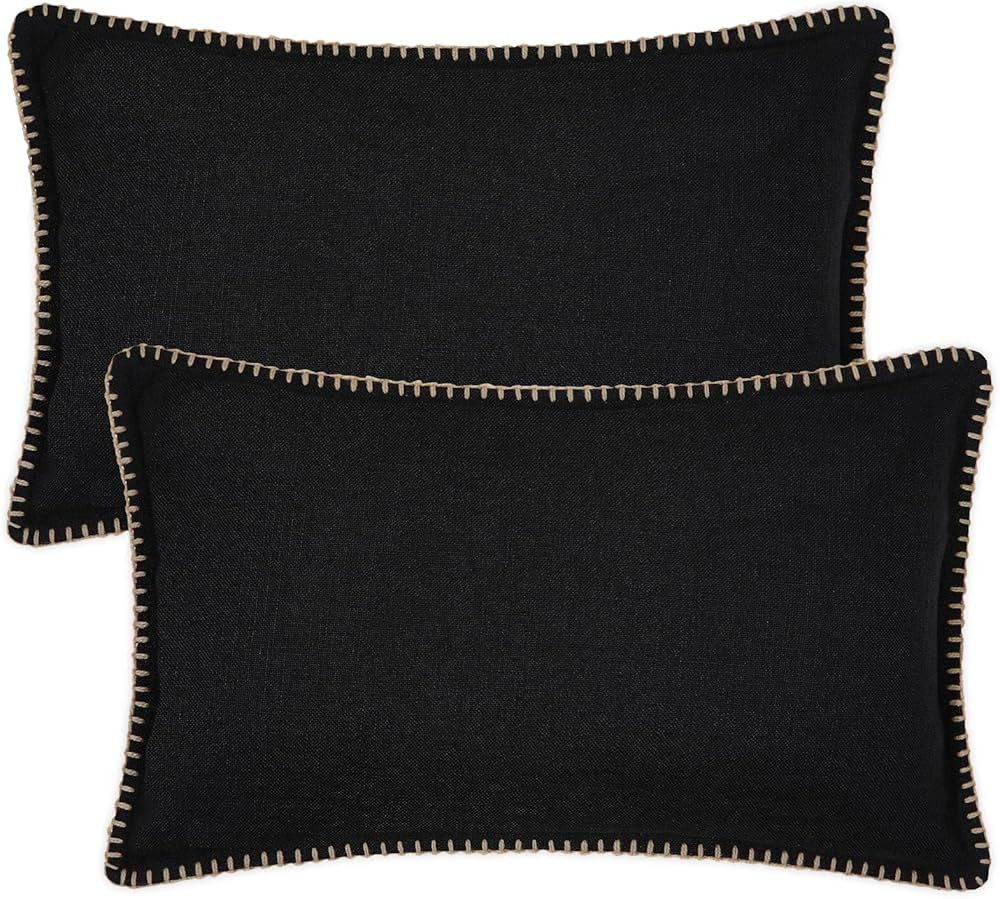 decorUhome Decorative Outdoor Throw Pillow Covers 12x20 Set of 2, Lumbar Linen Rustic Neutral Far... | Amazon (US)