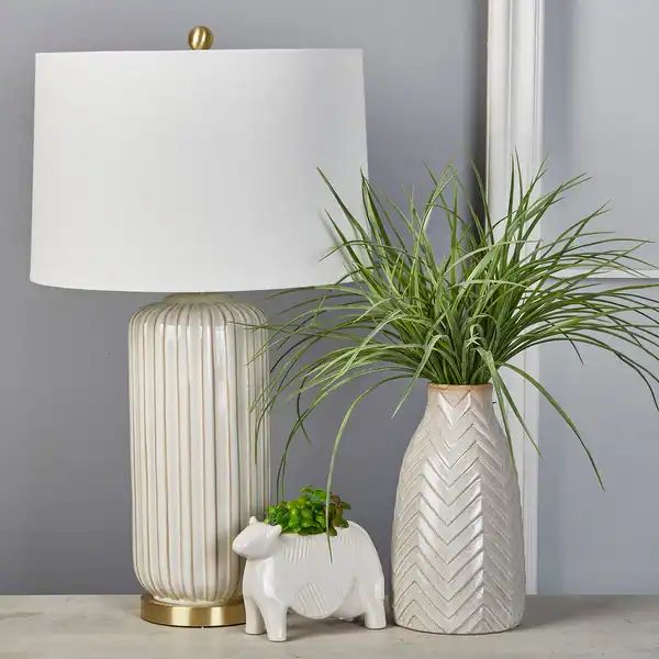 Ceramic 29" Fluted Column Table Lamp, Cream 29"H - 17.0" x 17.0" x 29.0" - Overstock - 28369251 | Bed Bath & Beyond