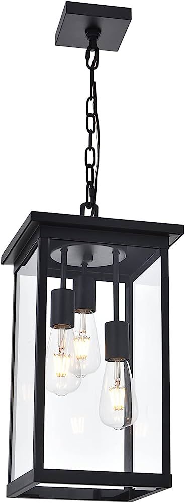 TODOLUZ 3-Light Black Outdoor Pendant Light Fixture, Adjustable Exterior Hanging Lantern Porch Li... | Amazon (US)