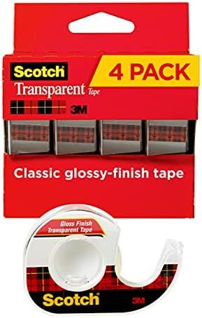 Scotch Transparent Tape, 4 Dispensered Rolls, Versatile, Clear Finish, Engineered for Office and ... | Amazon (US)