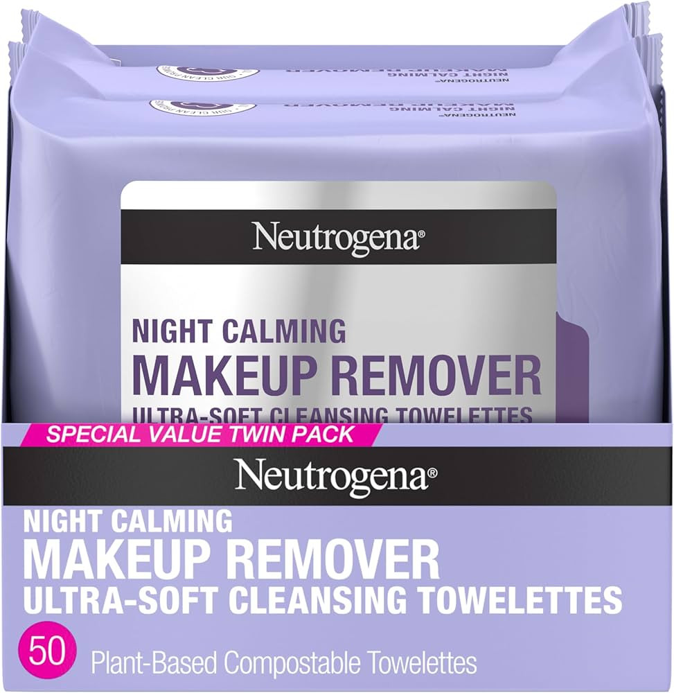 Neutrogena Night Calming Makeup Remover Face Wipes, Nighttime Cleansing Towelettes Remove Sweat, ... | Amazon (US)