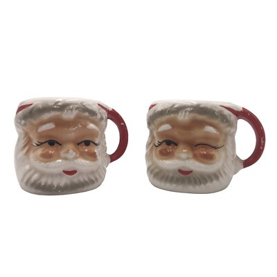 Vintage Brinn's TX747 Santa Claus Head/Face Ceramic Mug Winking Set Of 2  | eBay | eBay US