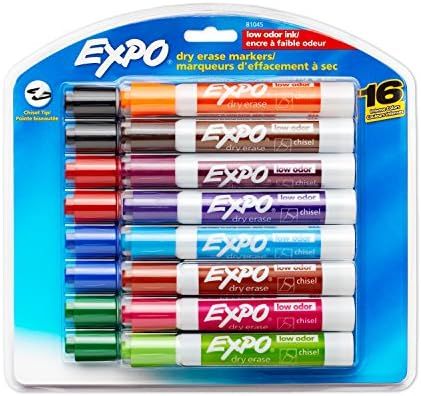 Amazon.com: EXPO Low Odor Dry Erase Markers, Chisel Tip, Assorted Colors, 16 Pack : Everything El... | Amazon (US)