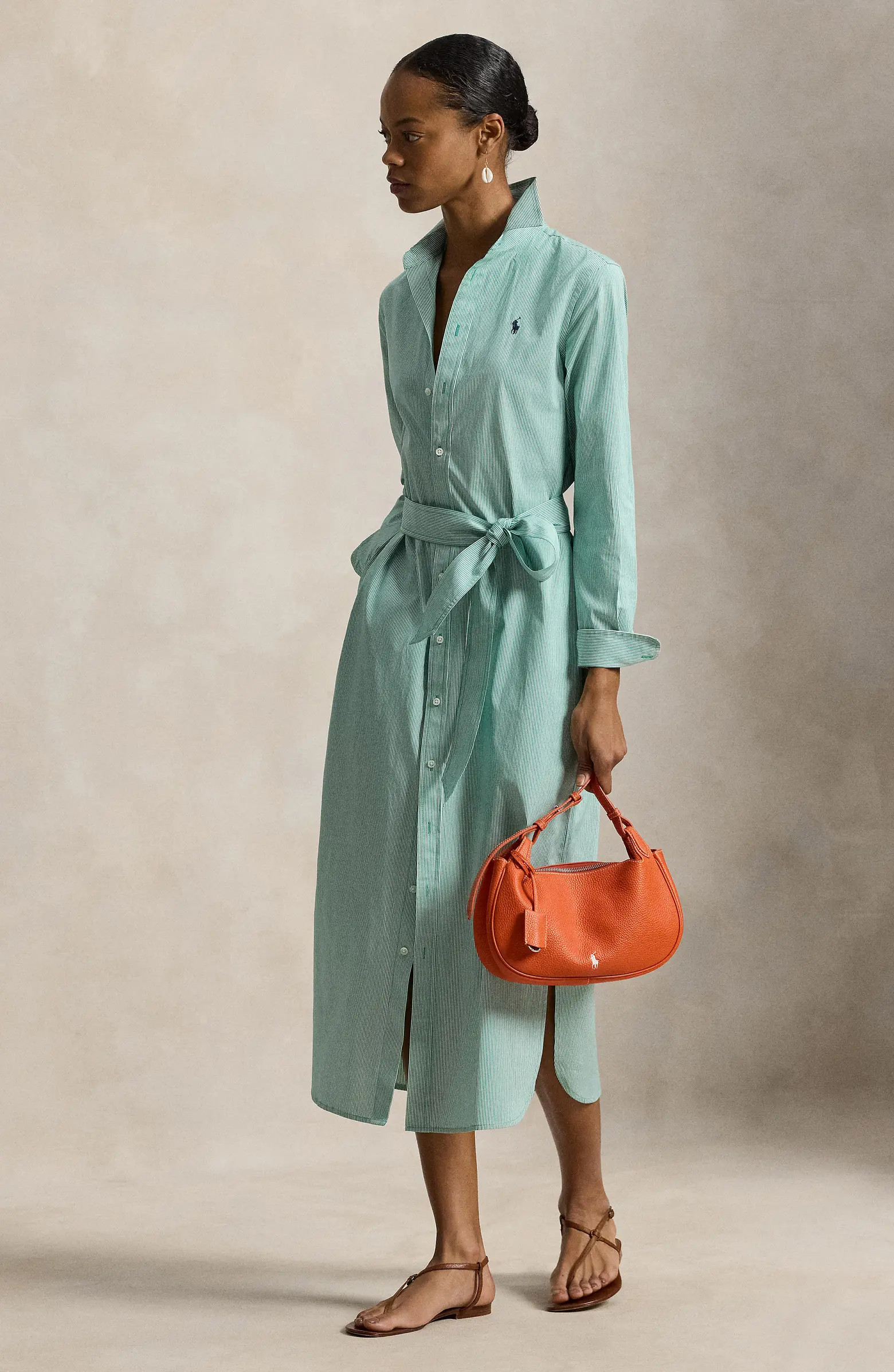Tie Waist Long Sleeve Maxi Shirtdress | Nordstrom