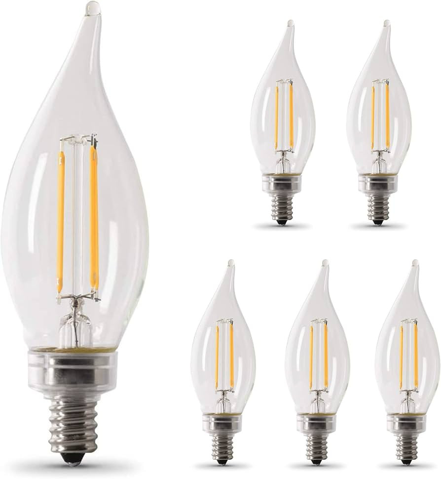 Feit Electric 40-Watt Equivalent CA10 LED Light Bulb, Dimmable Enhance Glass Candelabra Filament,... | Amazon (US)