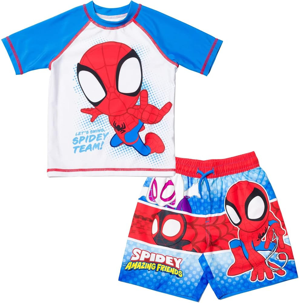 Marvel Raglan Rash Guard and Swim Trunks UPF 50+ Outfit Set Toddler to Big Kid Sizes (2T - 18-20) | Amazon (US)