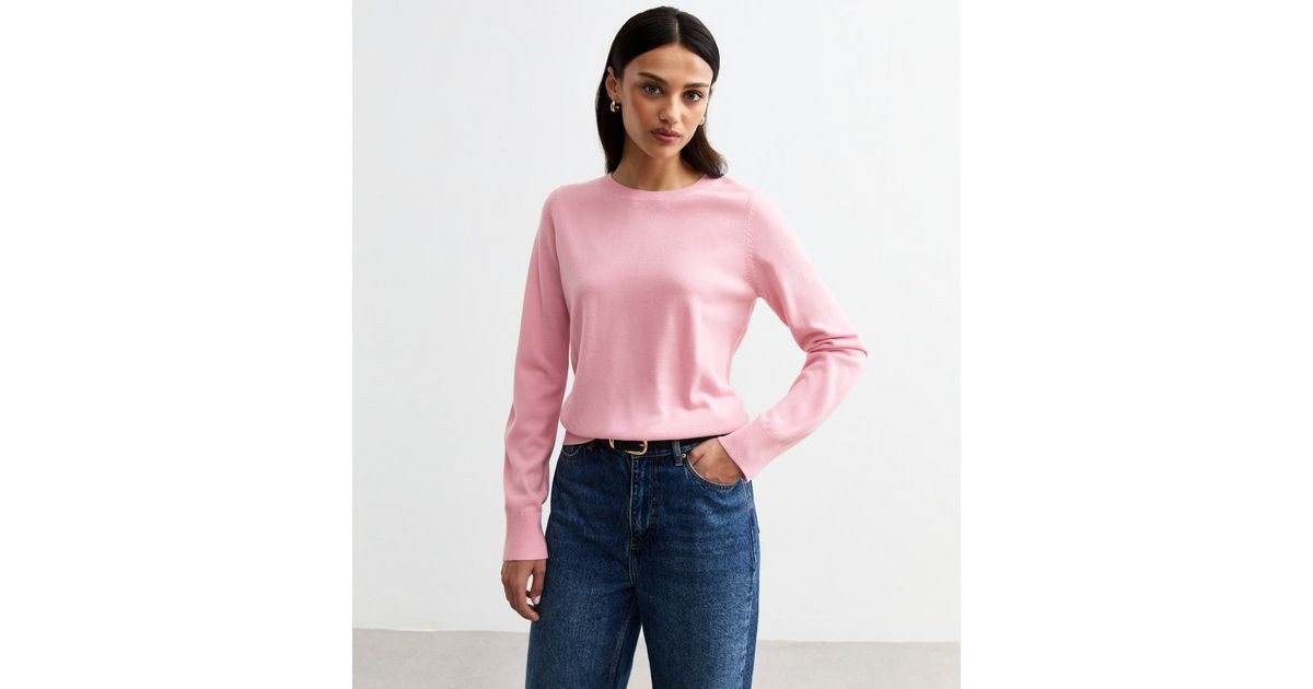 Pink Long Sleeve Crew Neck Jumper | New Look | New Look (UK)