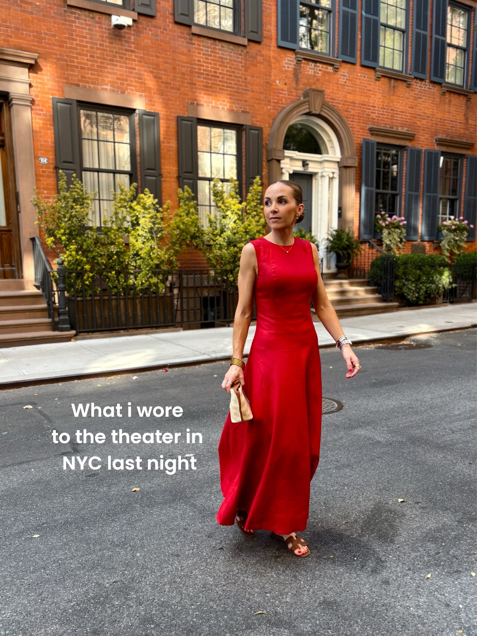 What I wore to a Broadway show in New York City last night. This dress got all the compliments!! I’m in a size 2. It’s a beautiful sturdy linen so it smooths over your body but is still very breathable @Anthropologie @Reformation @Tuckernuck