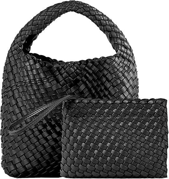 Handmade Woven Shoulder Bags for Women Cute Hobo Tote Handbag Mini Clutch Purse with Magnetic Buc... | Amazon (US)