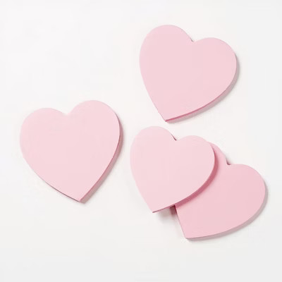 Alilang 3-Piece Heart Shaped Sticky Note Pad Set for Desk and Office Use - Pink | Target